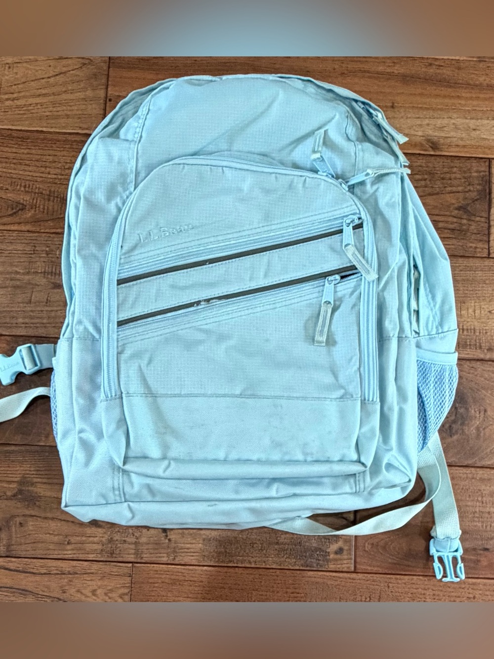 L.L. Bean Light Blue Women’s Backpack with Front Zip Pockets